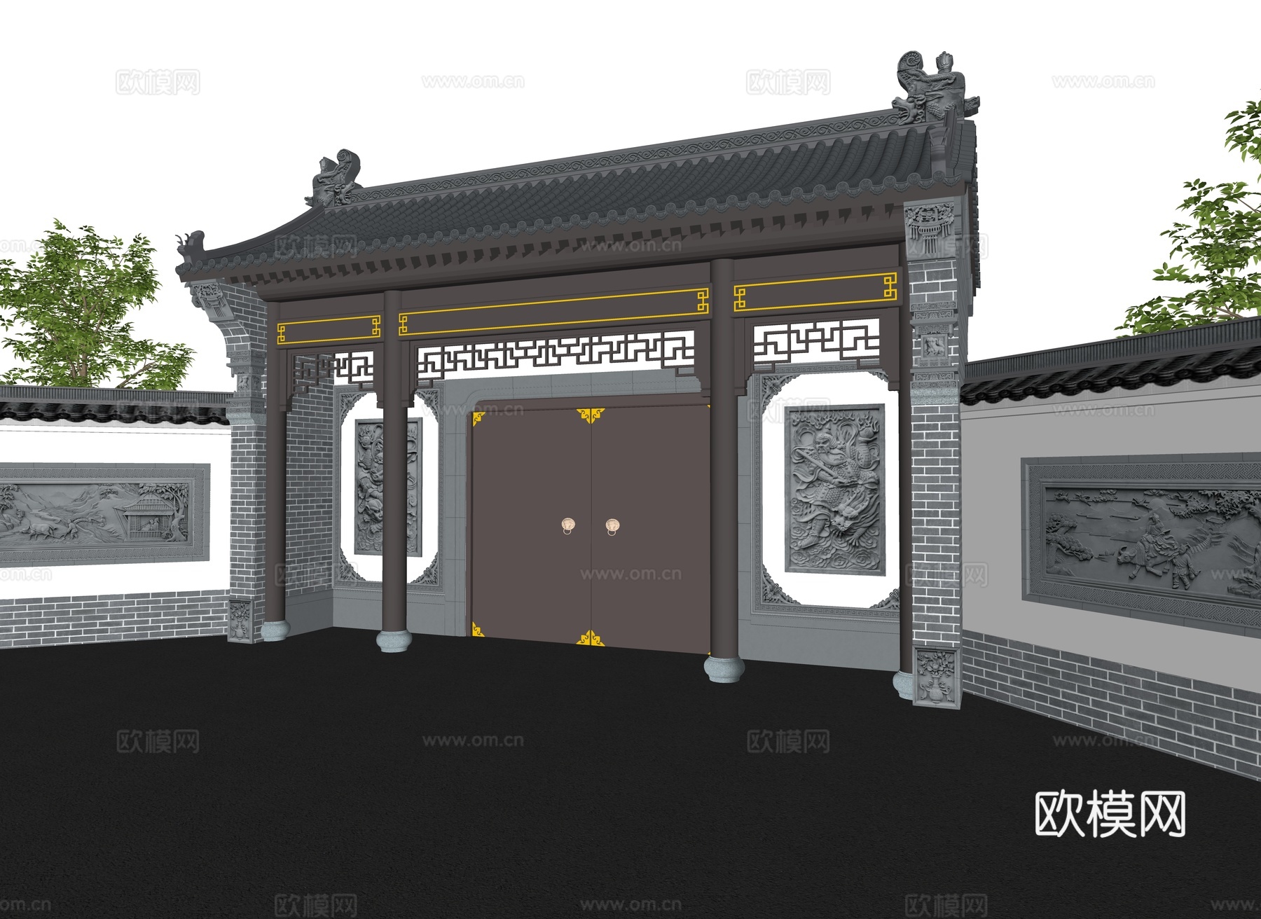 大门 庭院门 别墅大门su模型