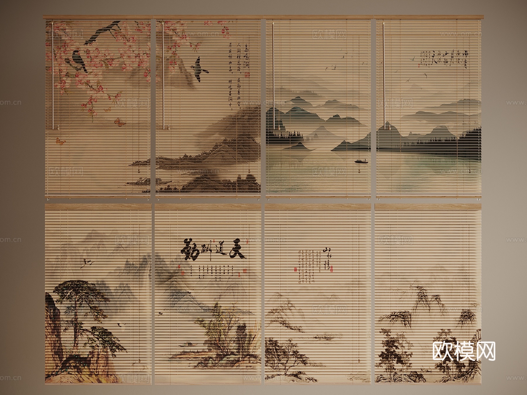 卷帘 竹帘 窗帘 帘子su模型