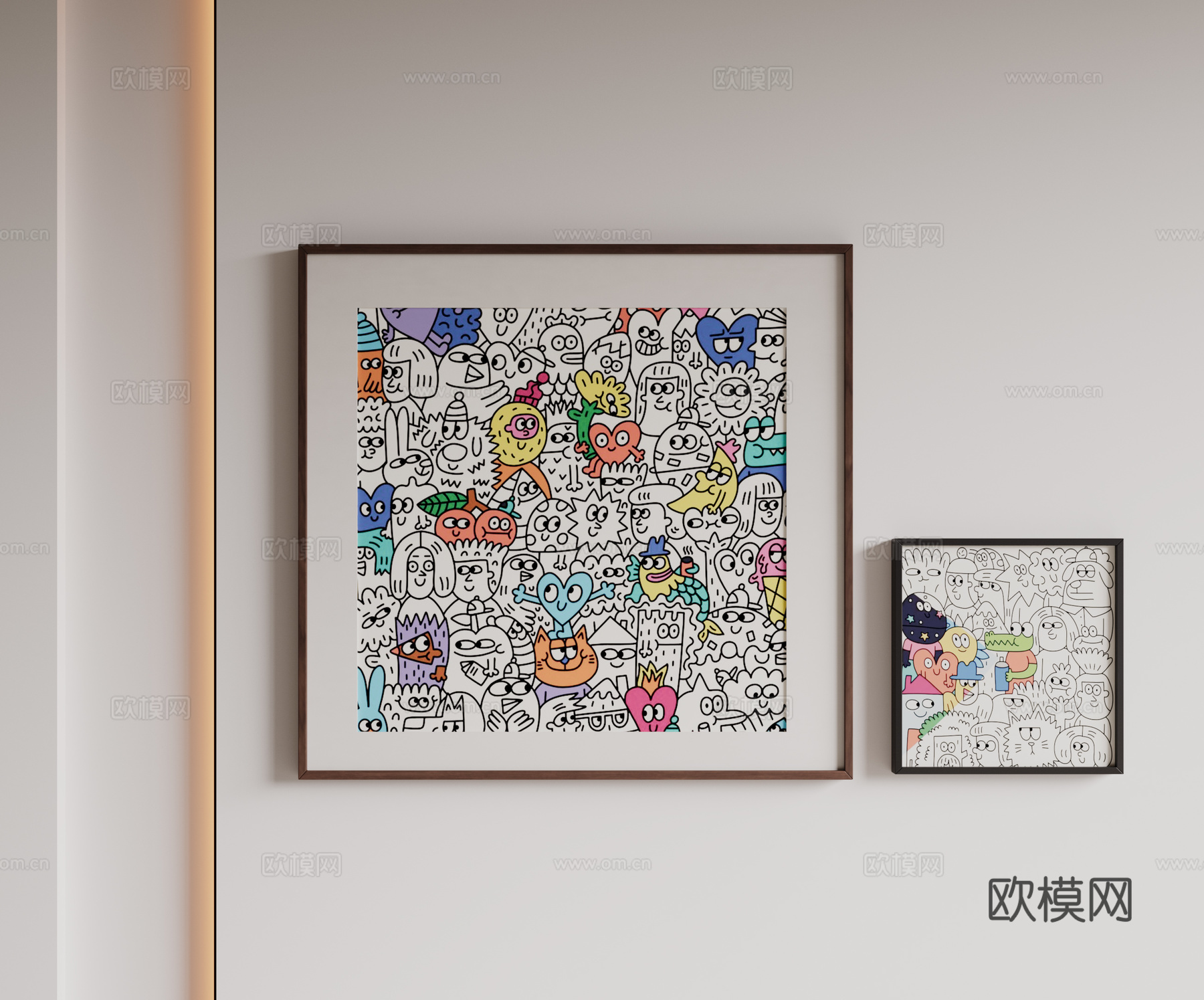 现代极简挂画 侘寂中古风挂画 奶油风装饰画 意式挂画 黑白灰su模型