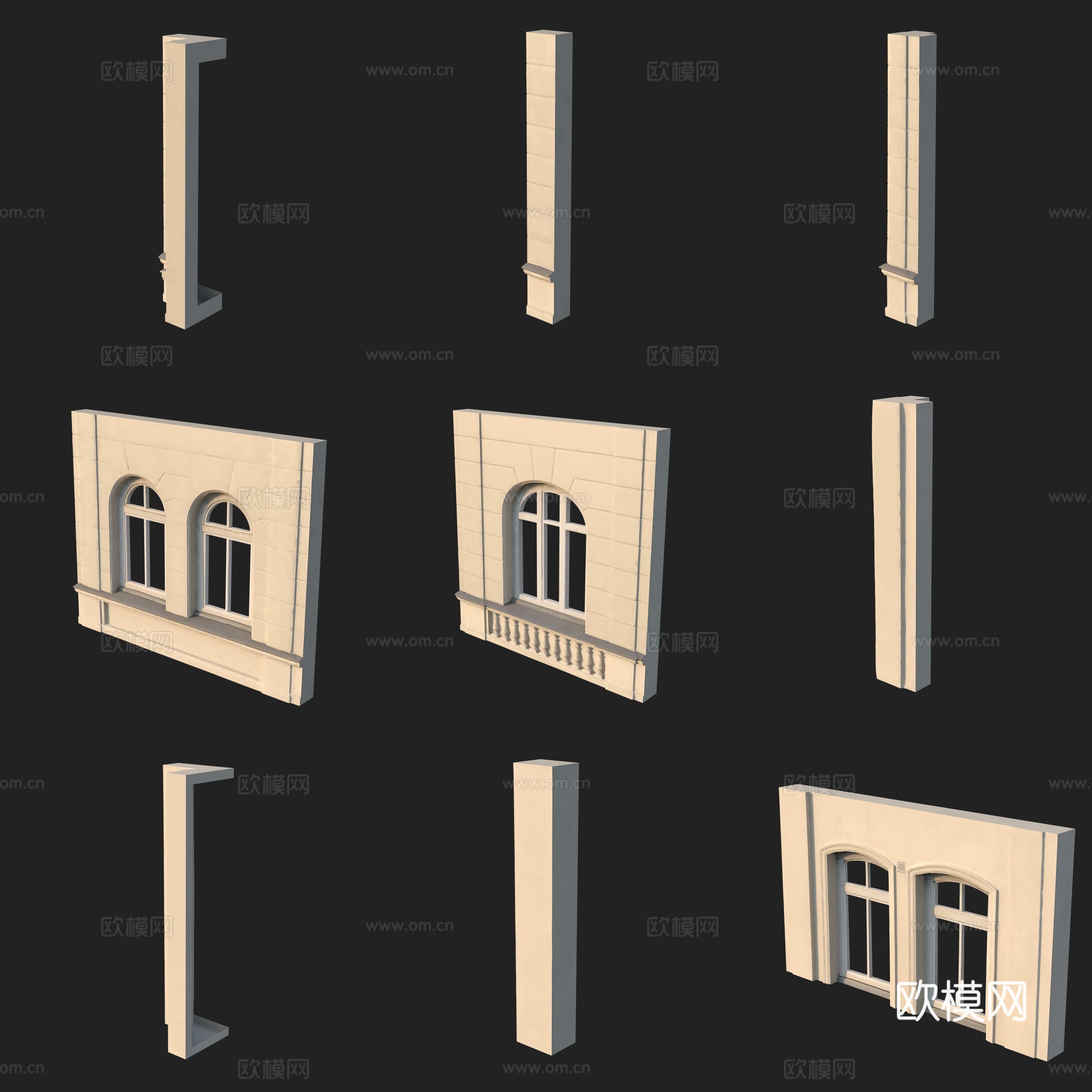 建筑构件柱子门窗3d模型