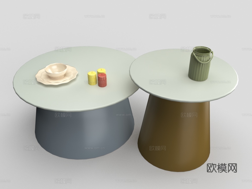 轻奢 茶几 圆几3d模型