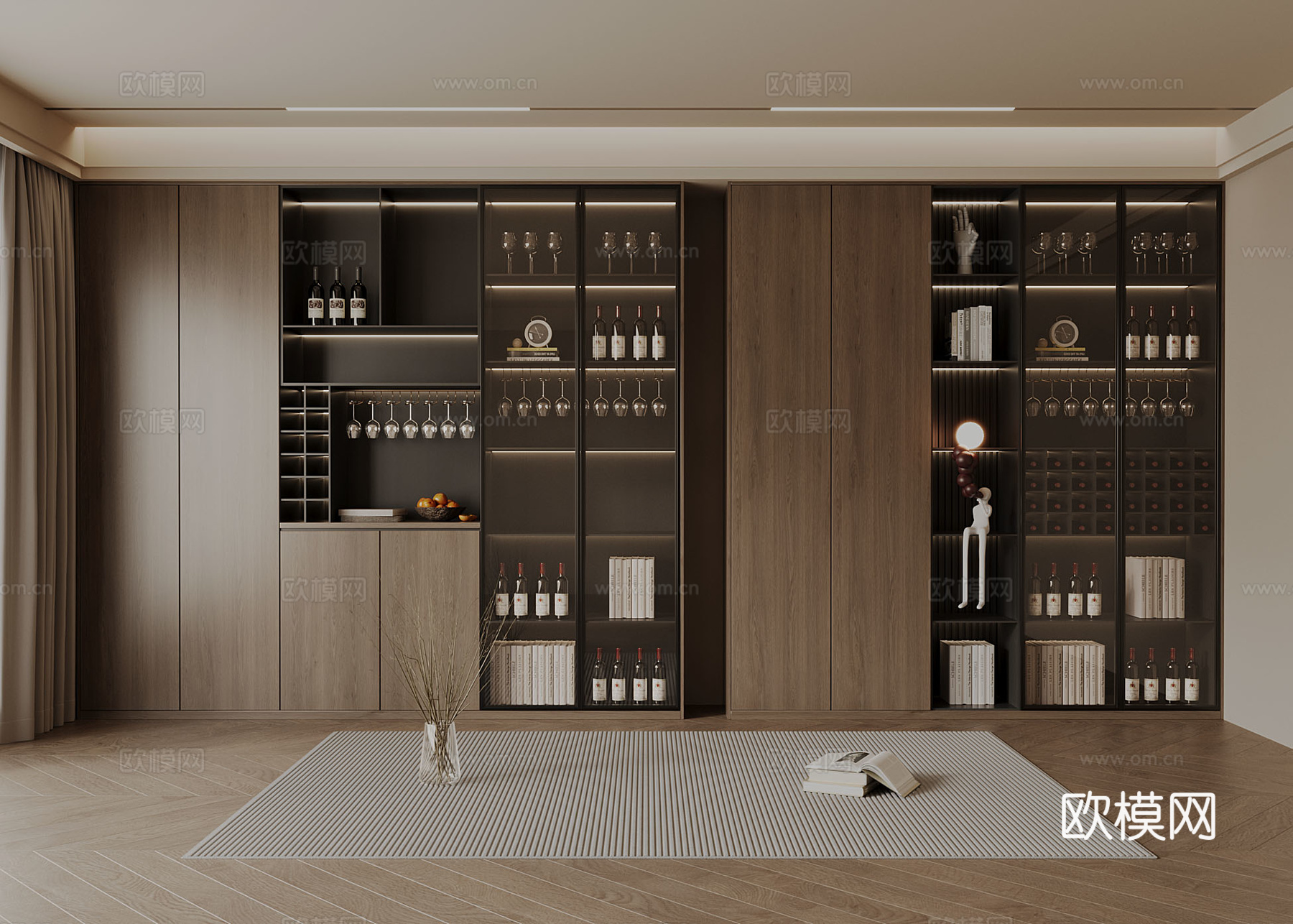 现代意式酒柜su模型