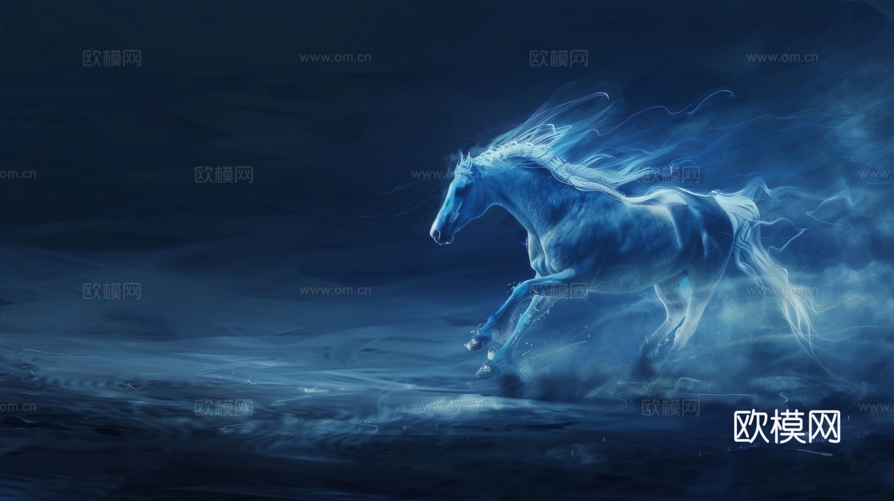 骏马肖像3D立体浮雕背景墙下载（渲染图3）