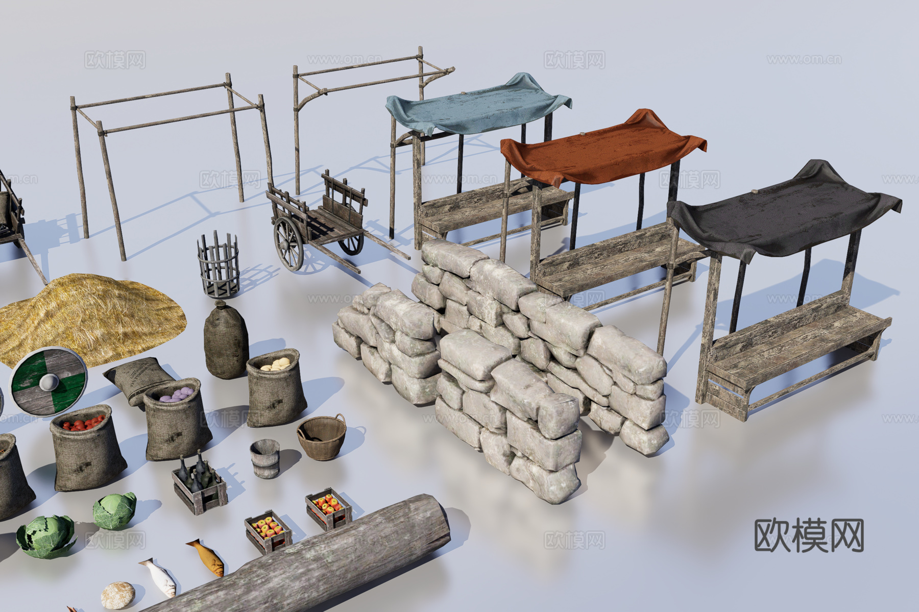 中世纪市场物品3d模型