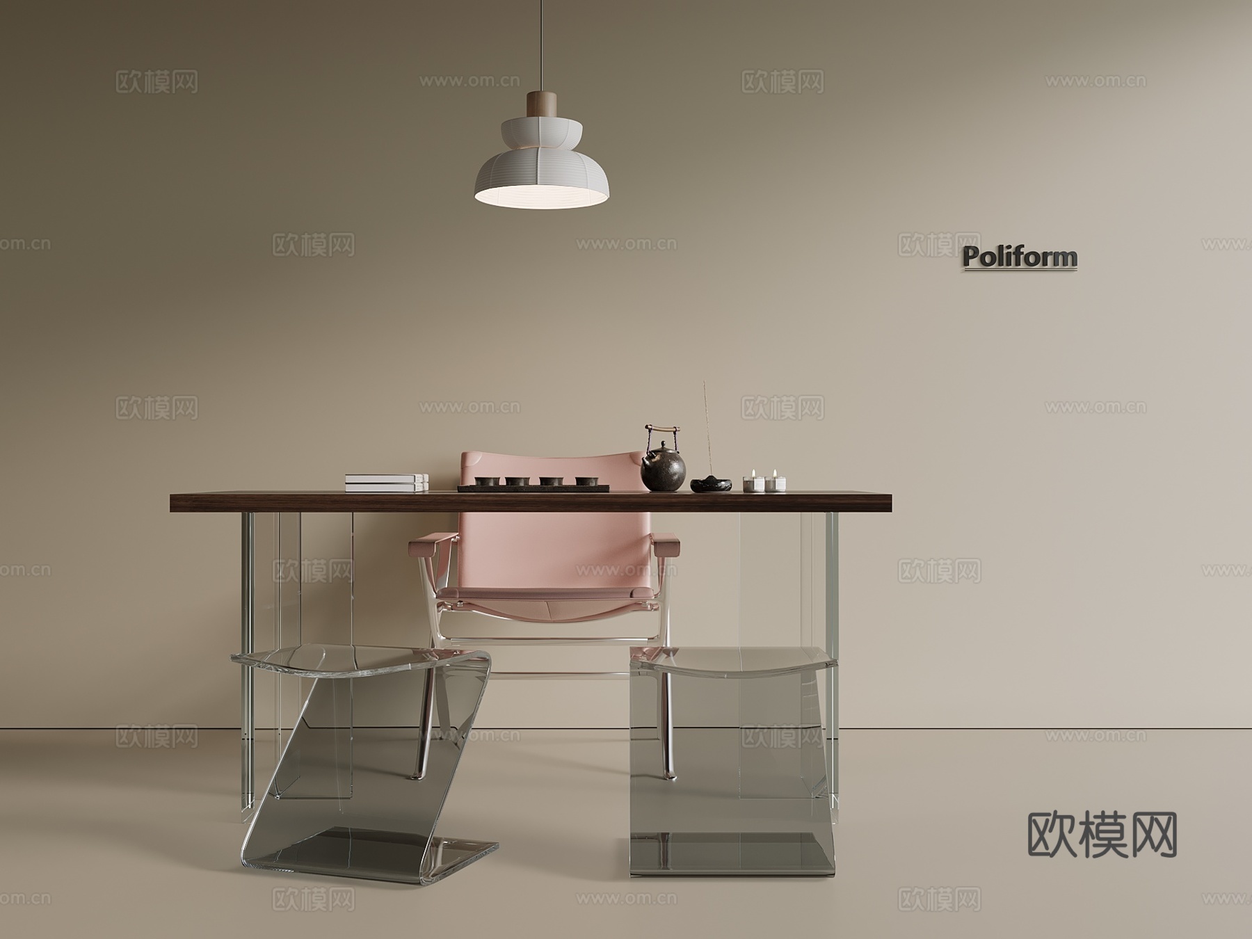 现代 亚克力 茶桌椅3d模型
