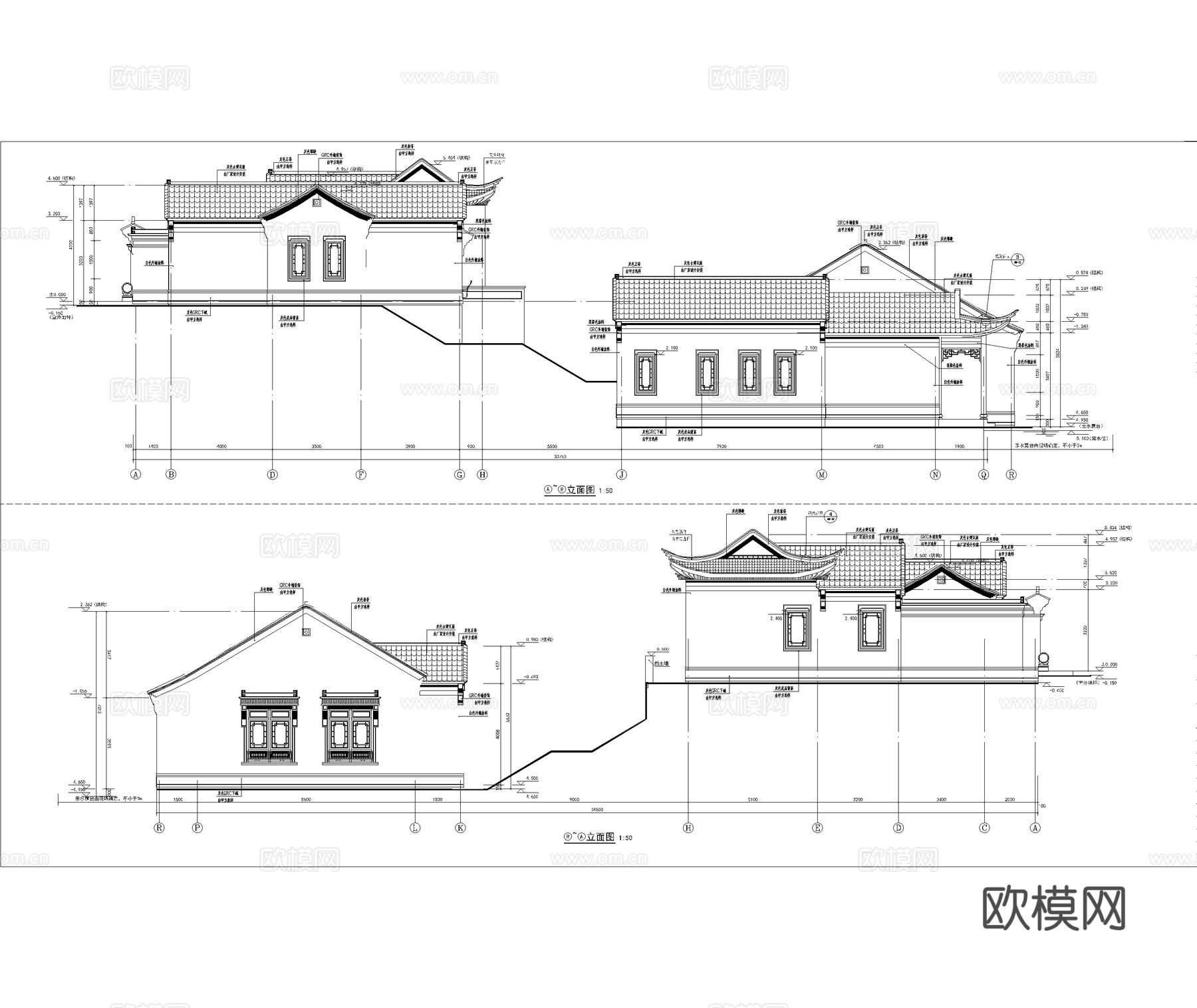 苏式园林 中式别墅 苏式合院 自建房 古建cad施工图