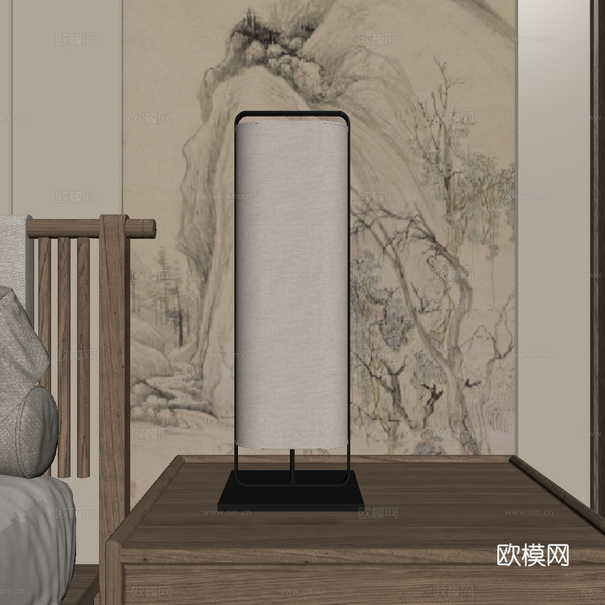 中古风 新中式 台灯 床头灯su模型
