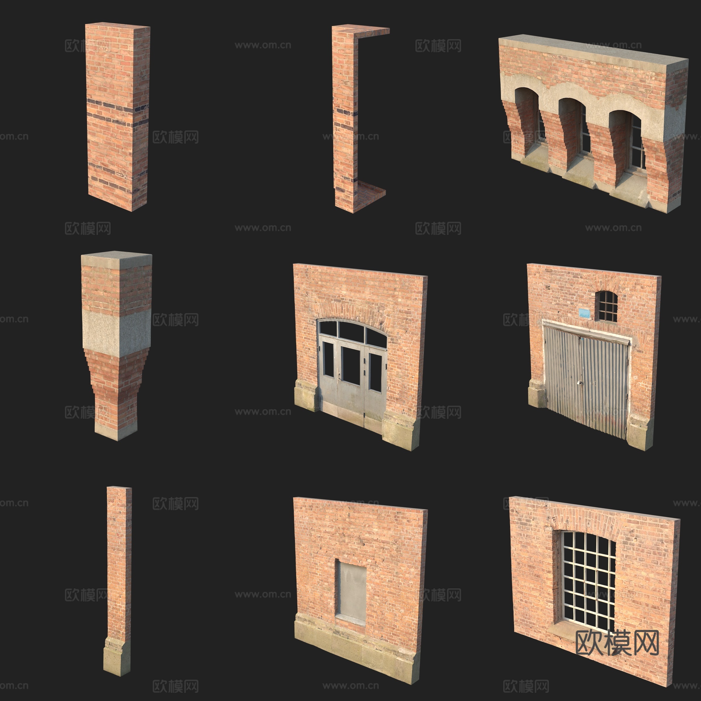 建筑构件门窗墙体柱子3d模型