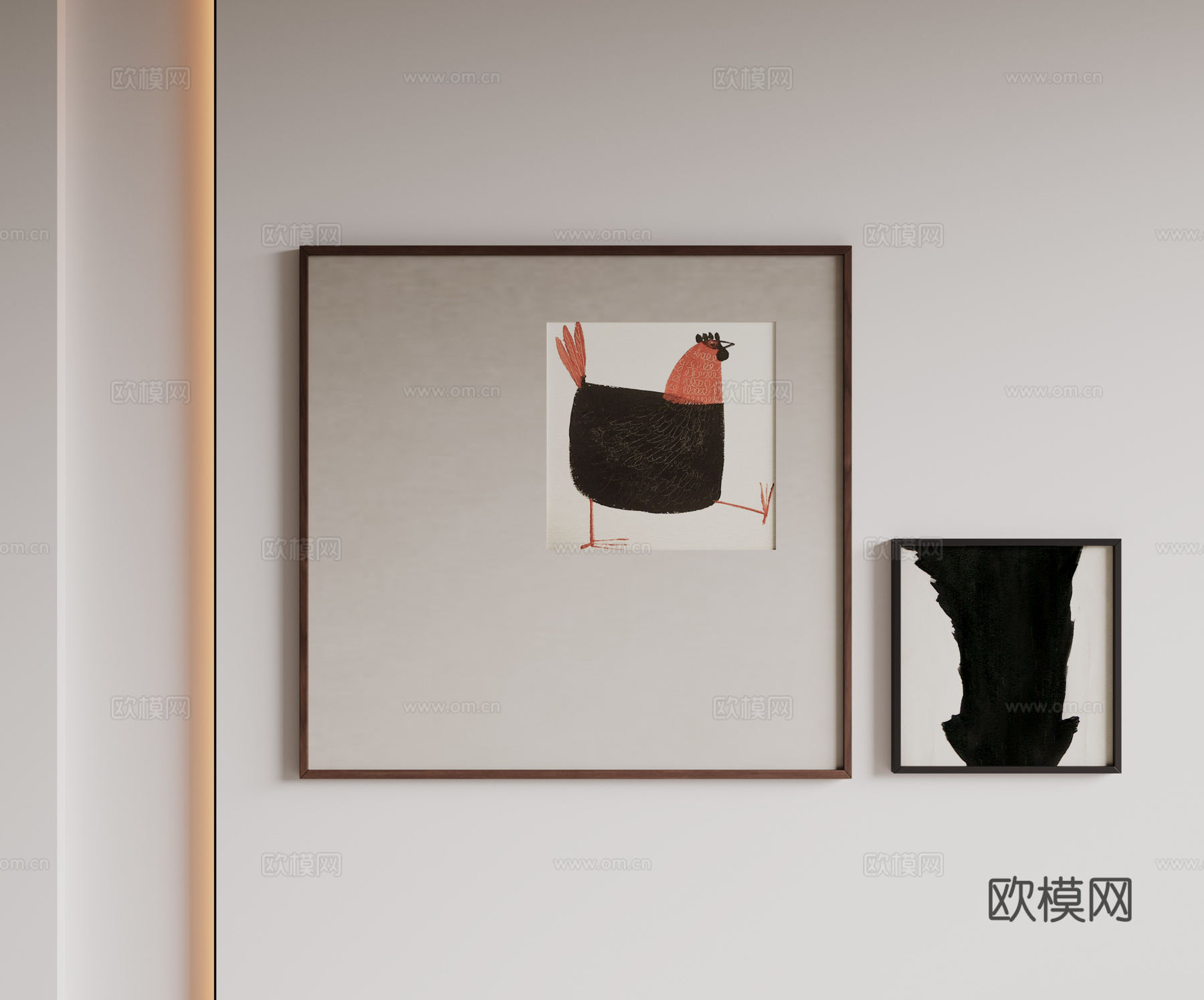 现代极简挂画 侘寂中古风挂画 奶油风装饰画 意式挂画 黑白灰3d模型