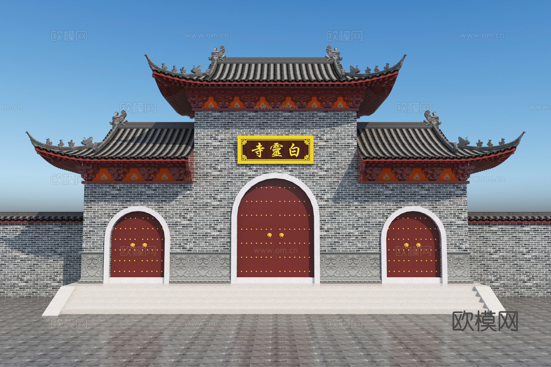 山门殿 寺庙3d模型3d模型