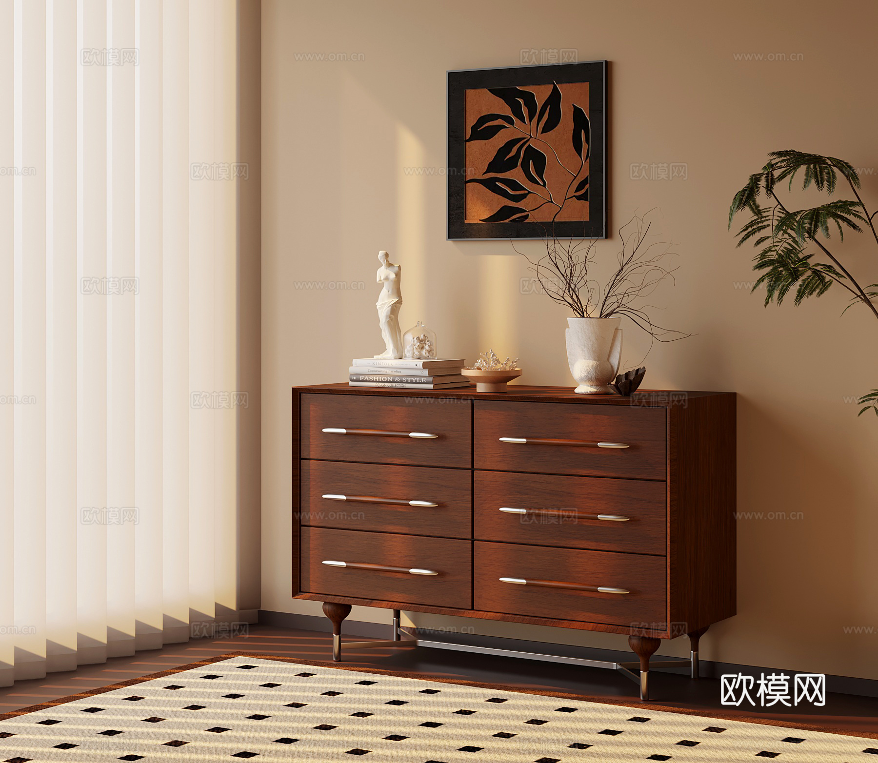 玄关柜 法式中古风玄关柜 边柜 端景柜su模型