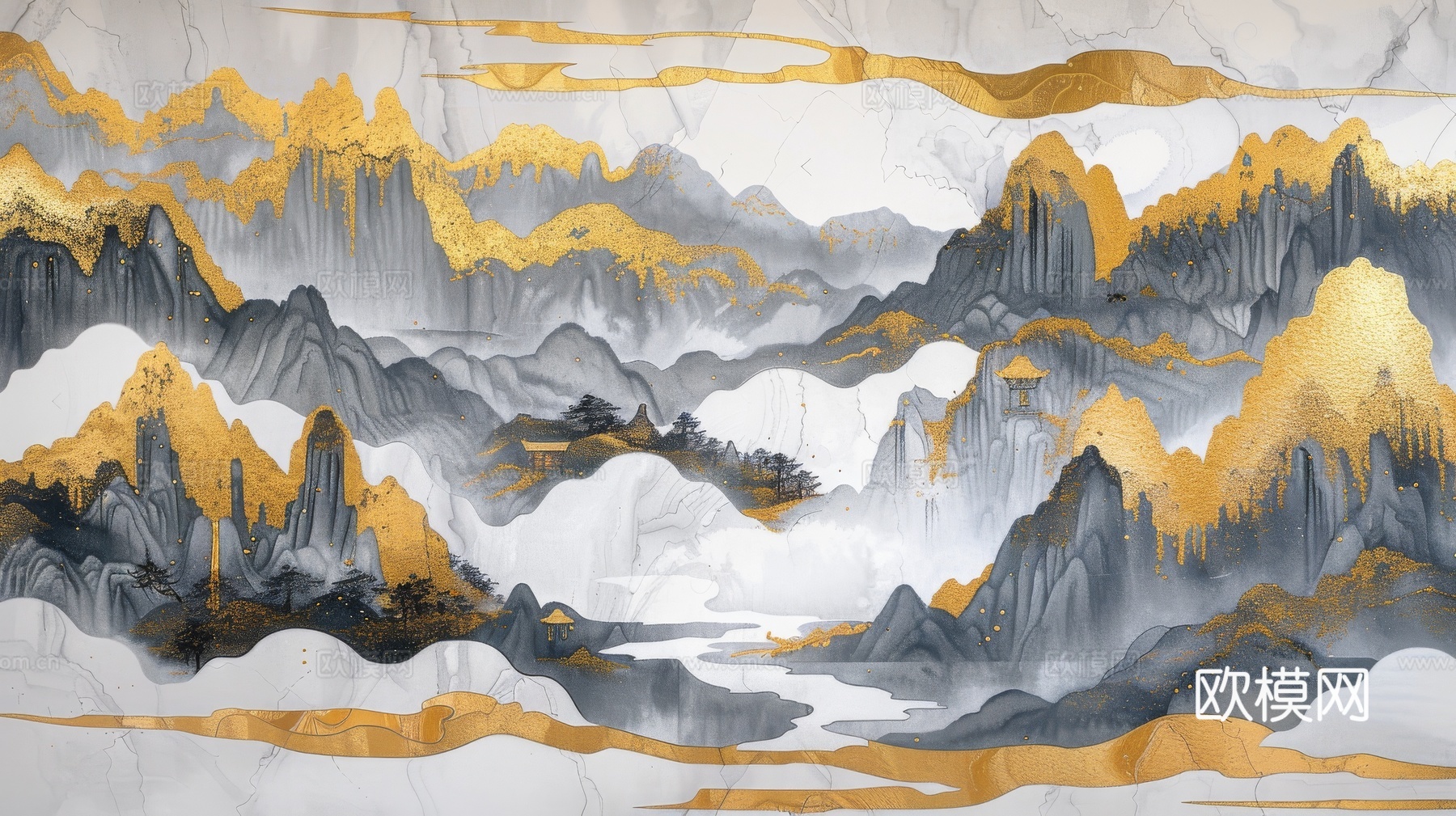 新中式山水国风背景