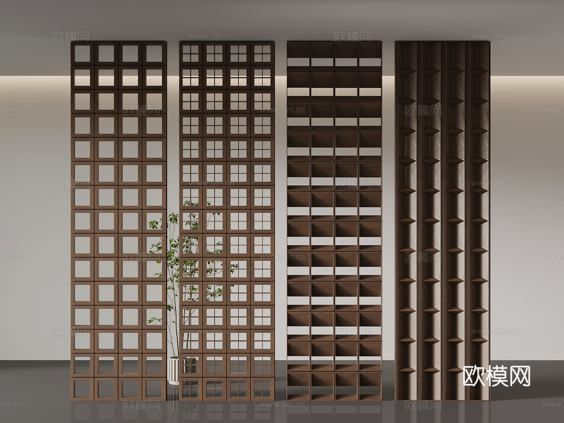 屏风 新中式屏风隔断su模型
