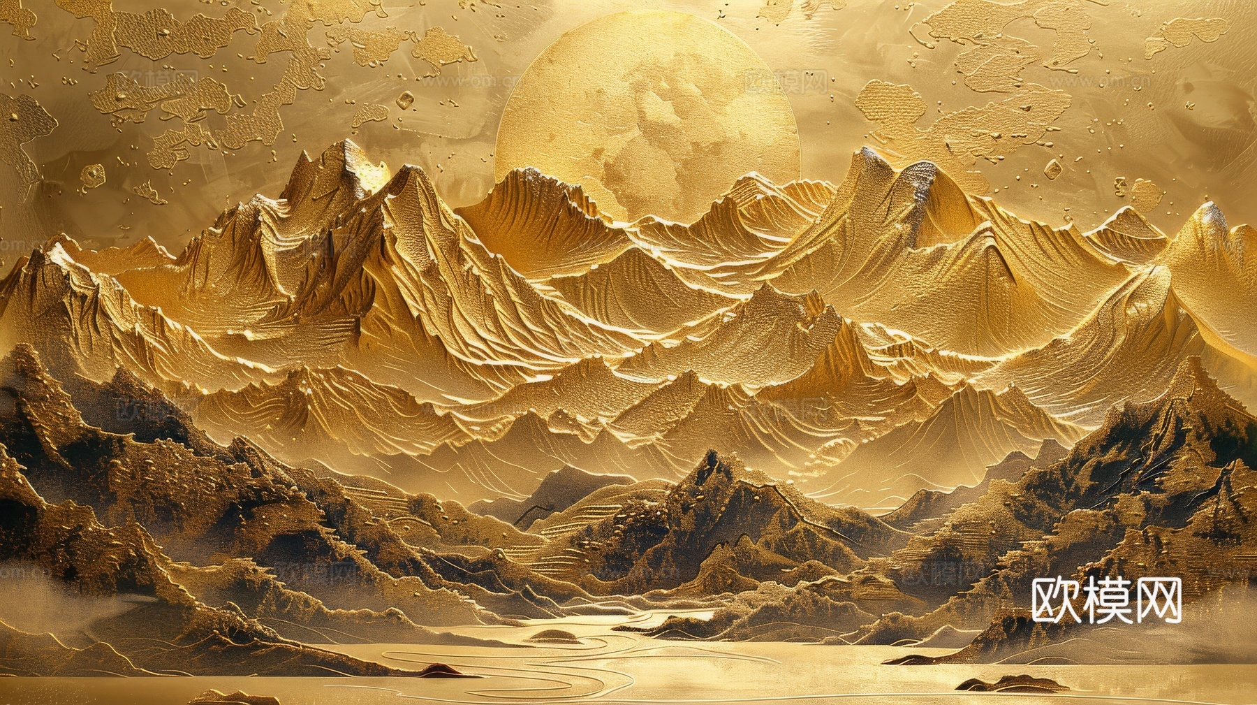 新中式山水国风背景