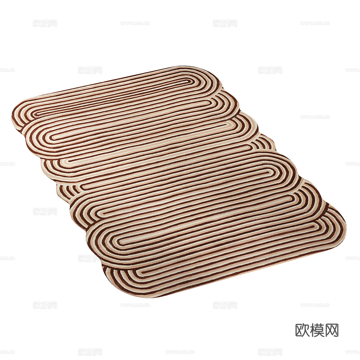 现代奶油风羊毛地毯3d模型