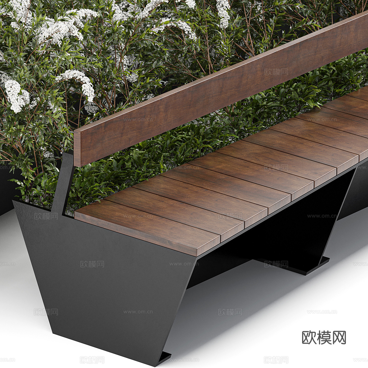现代公园长凳3d模型