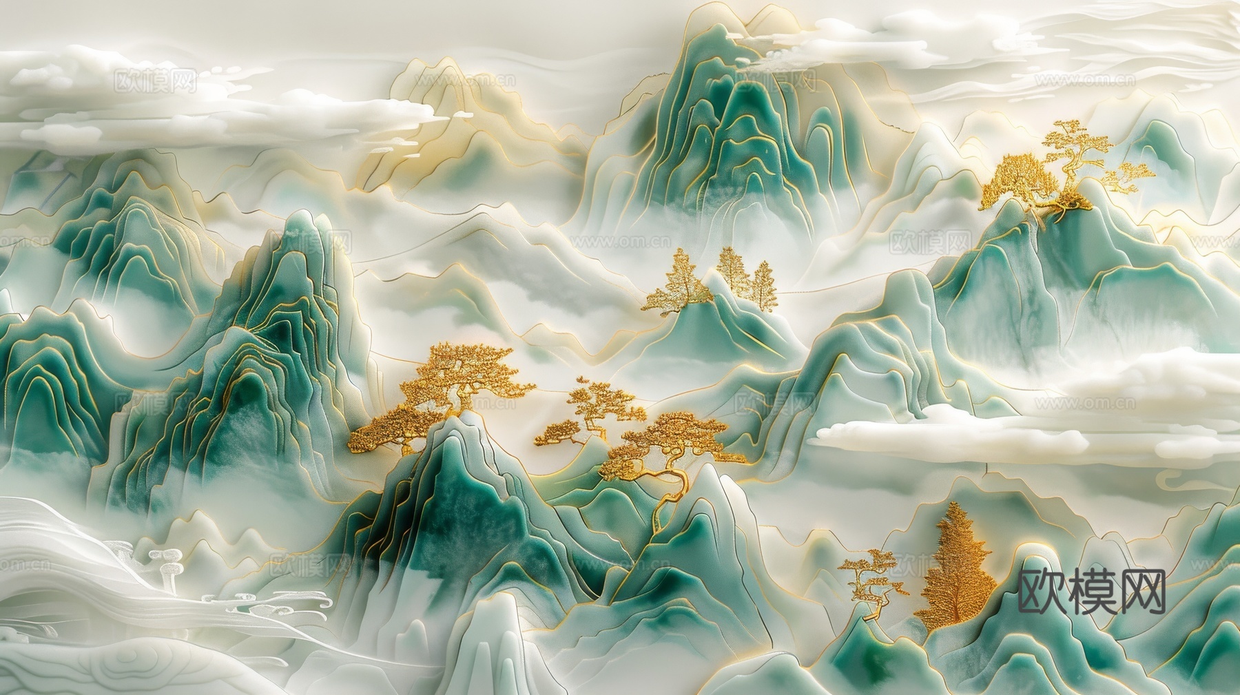 新中式山水国风背景