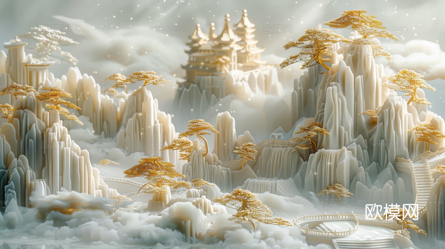 新中式山水国风背景