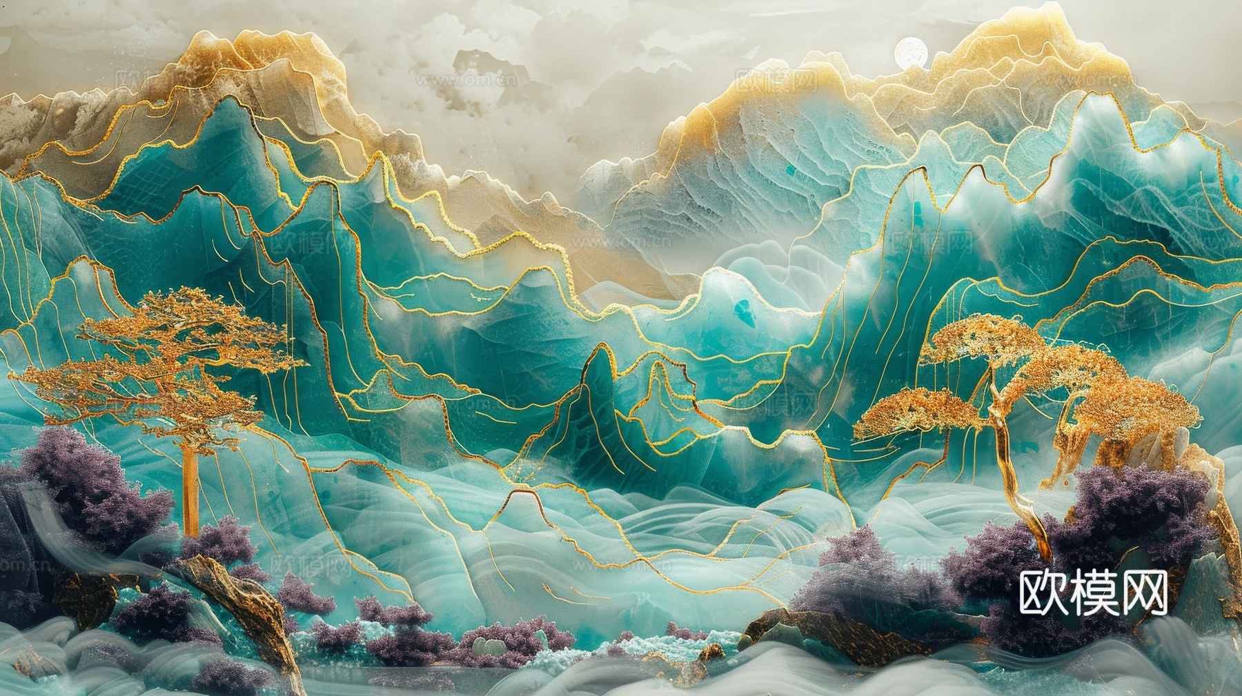新中式山水国风背景