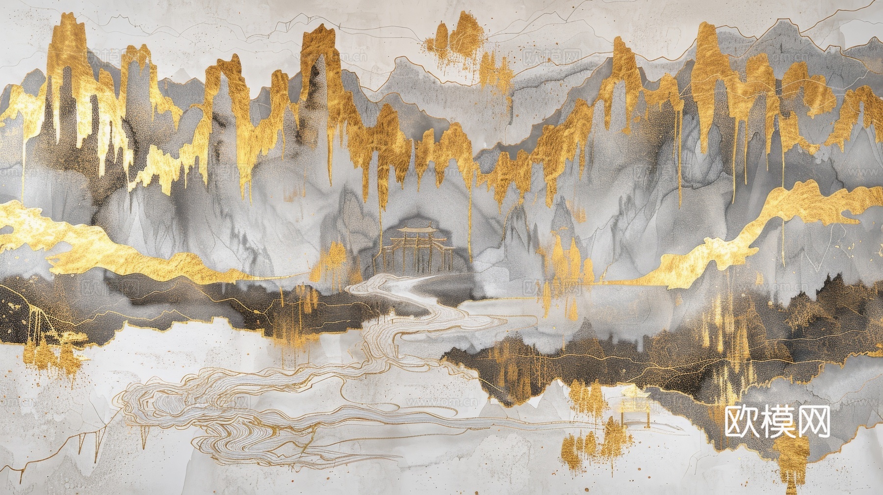 新中式山水国风背景