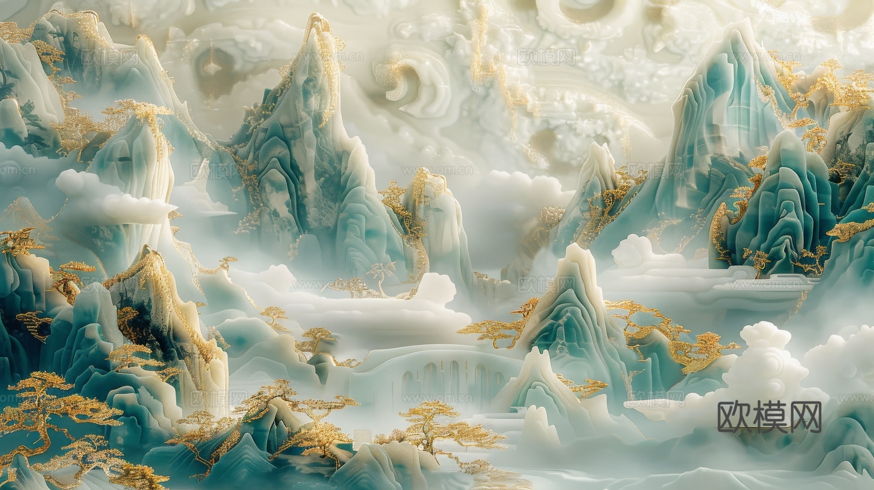 新中式山水国风背景