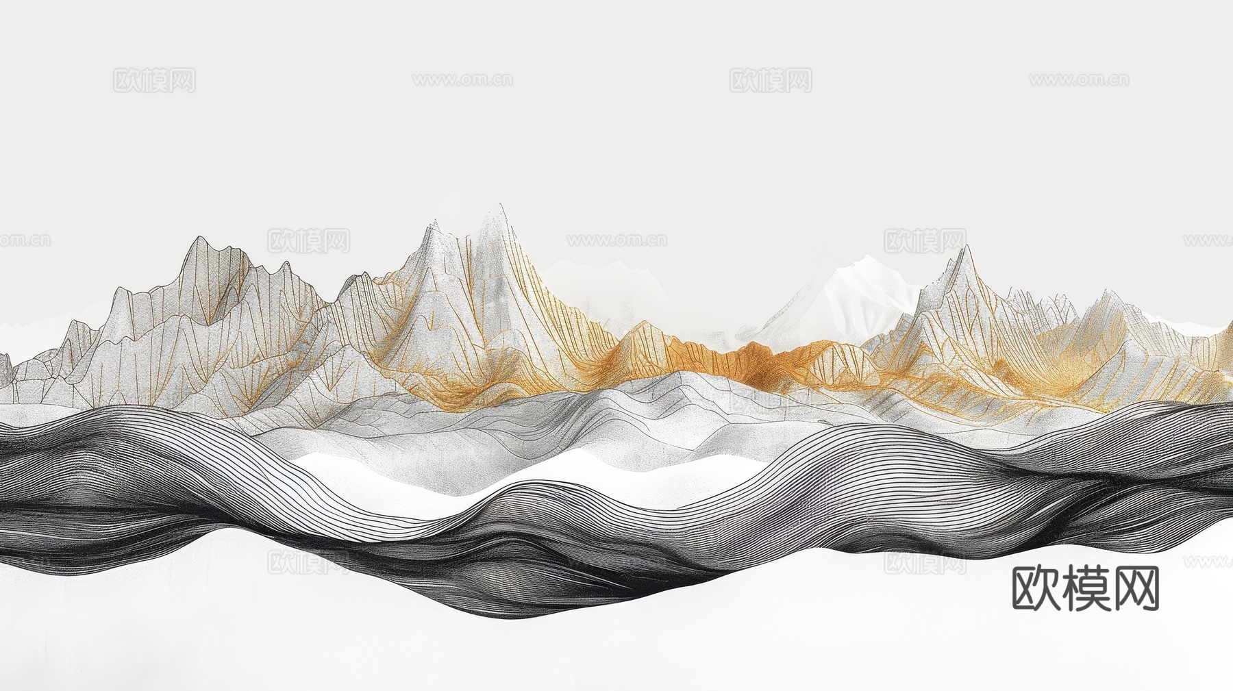 新中式山水国风背景下载（渲染图1）
