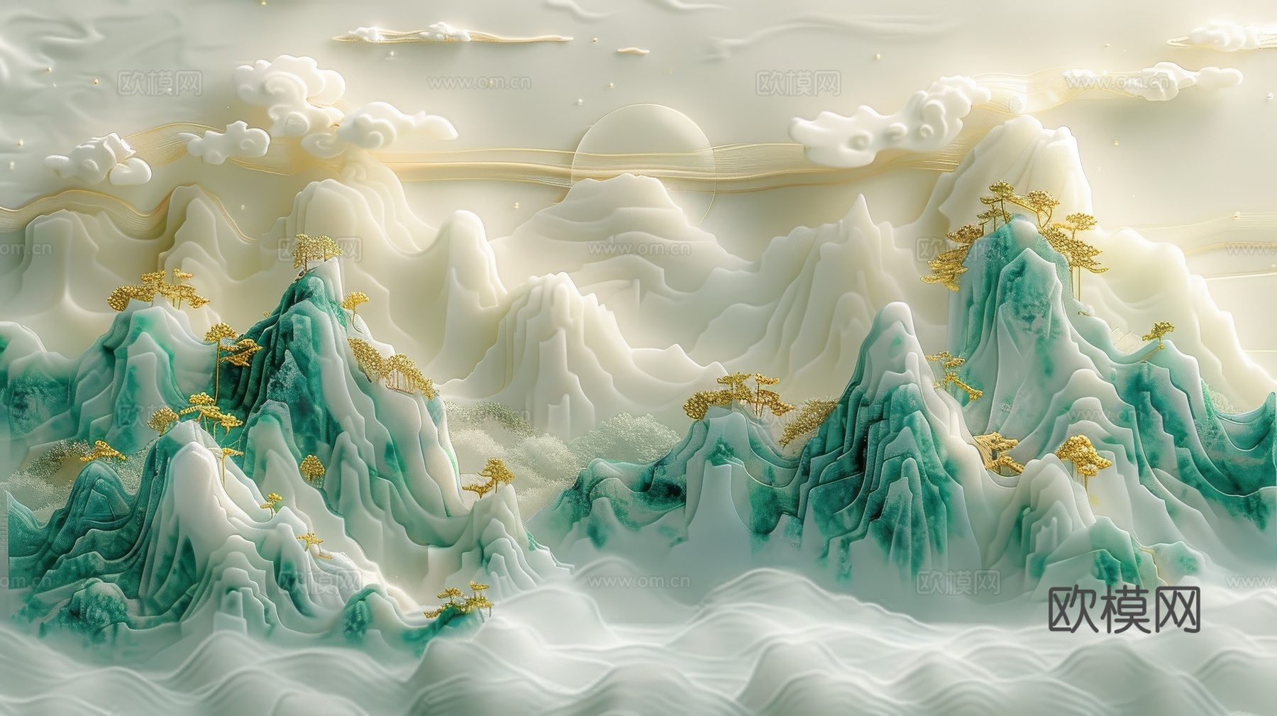 新中式山水国风背景