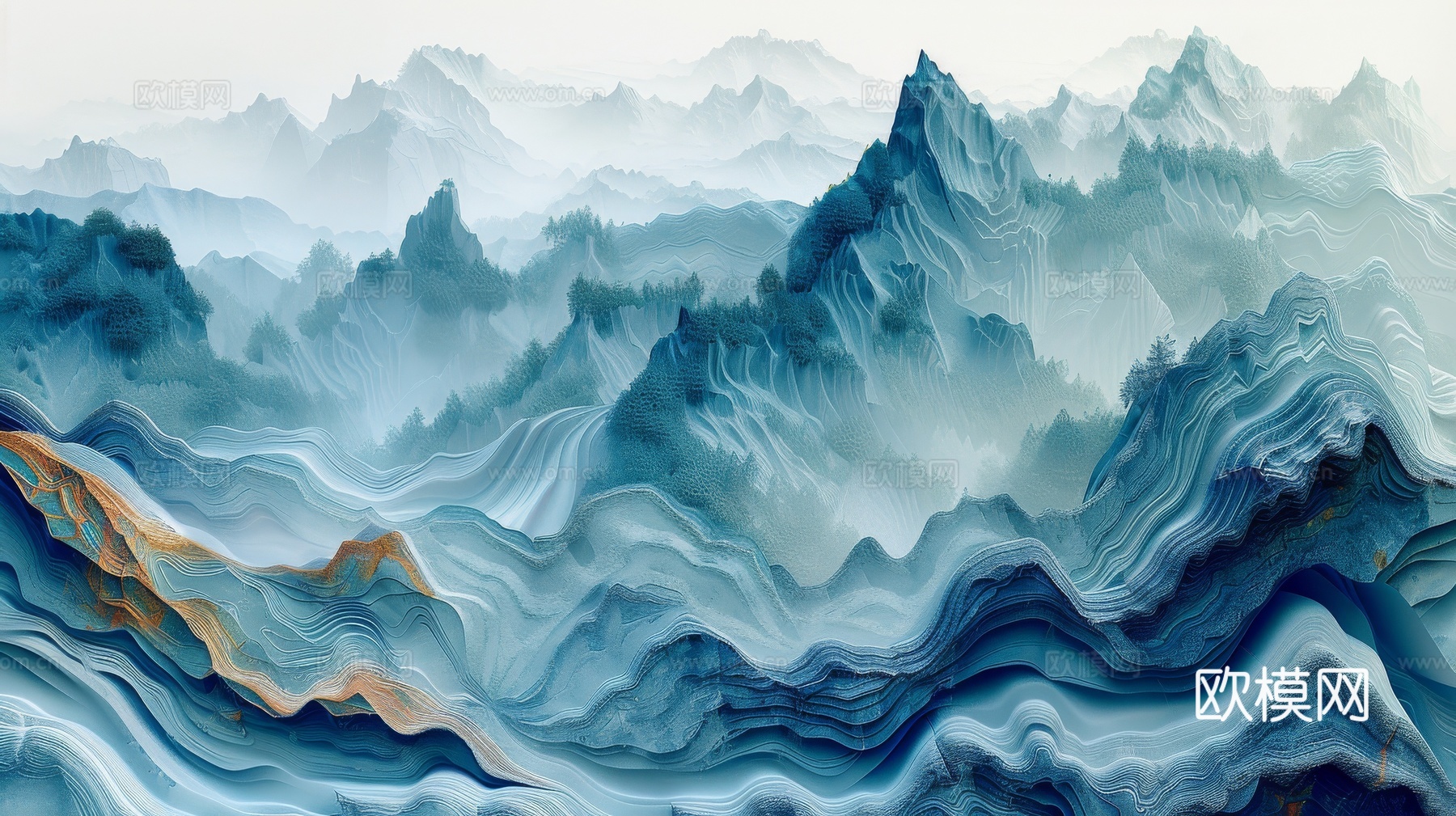 新中式山水国风背景