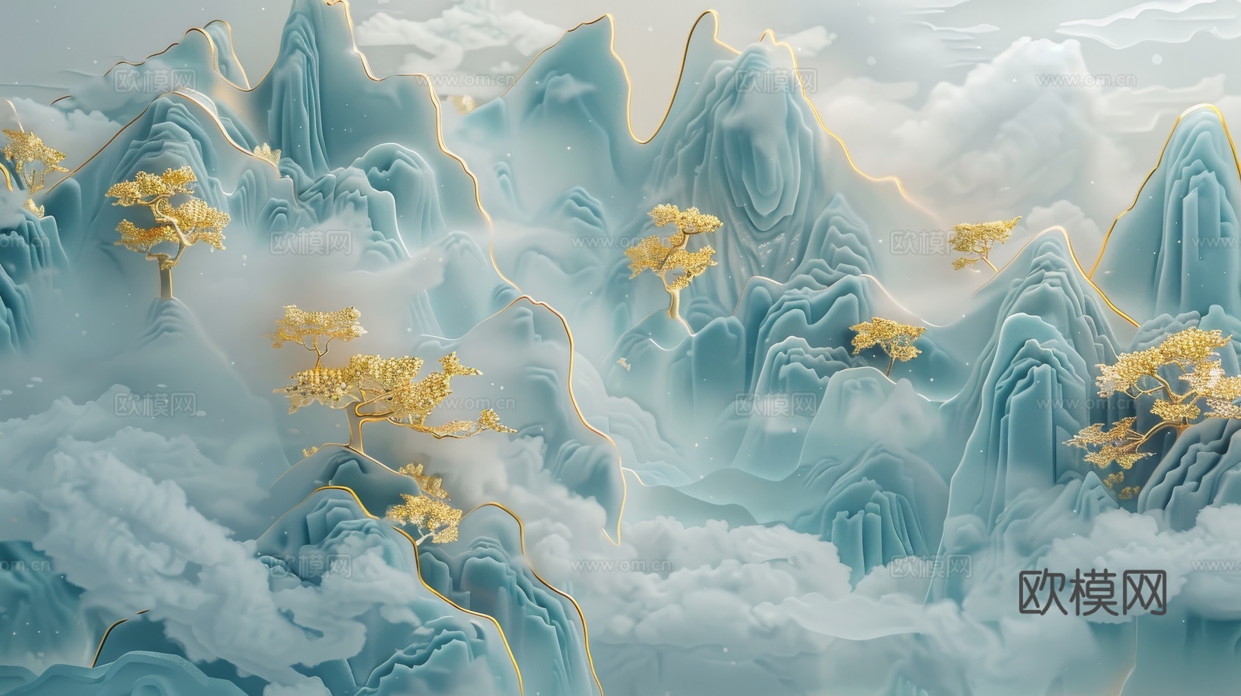 新中式山水国风背景