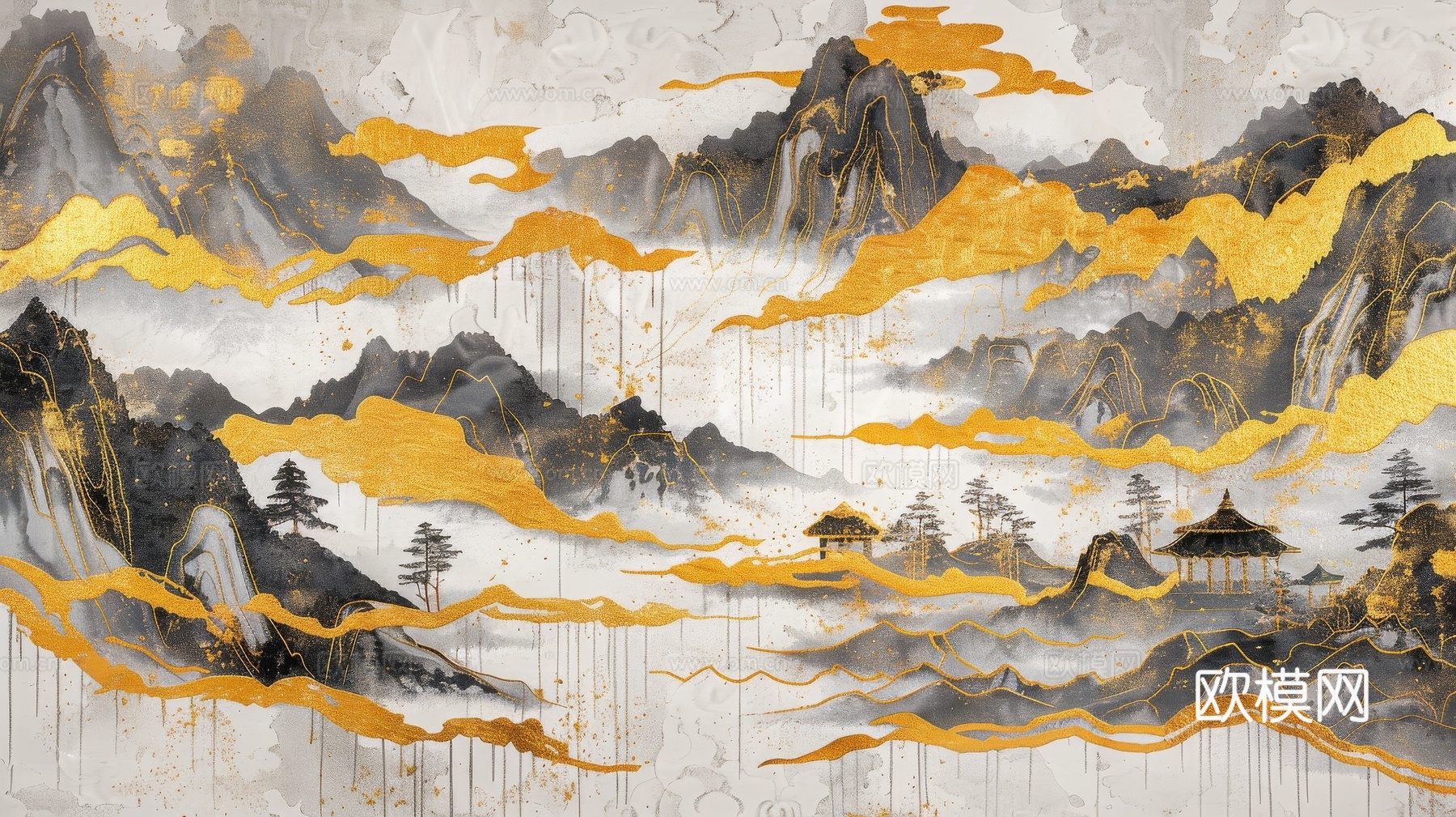 新中式山水国风背景