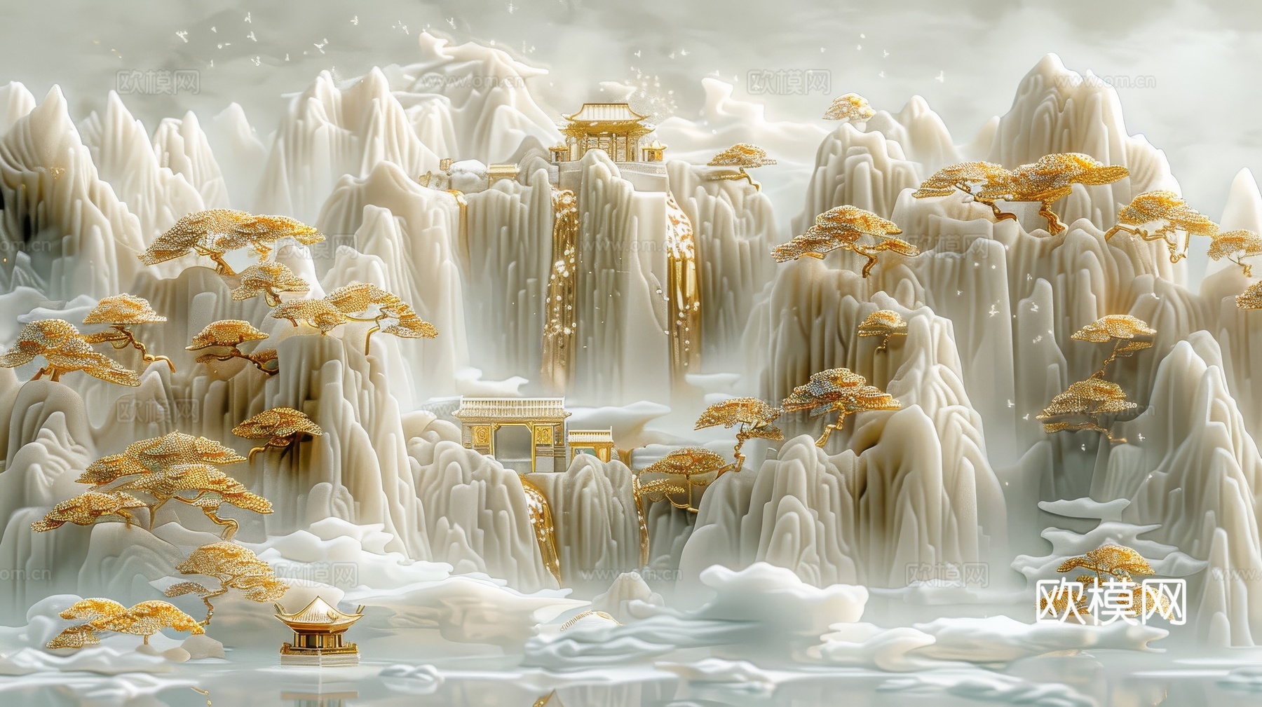 新中式山水国风背景