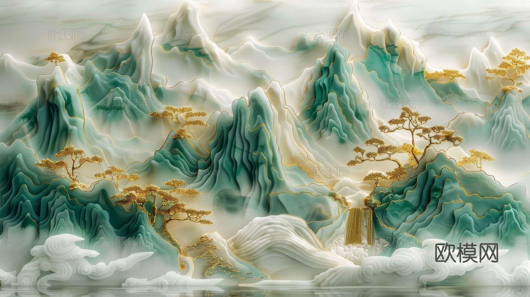 新中式山水国风背景