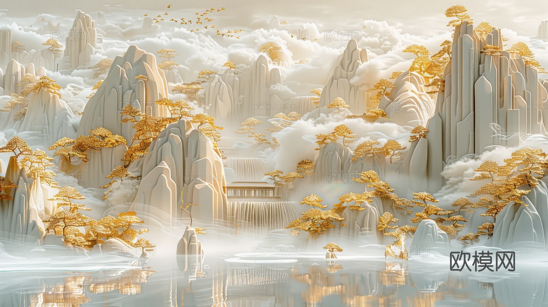 新中式山水国风背景