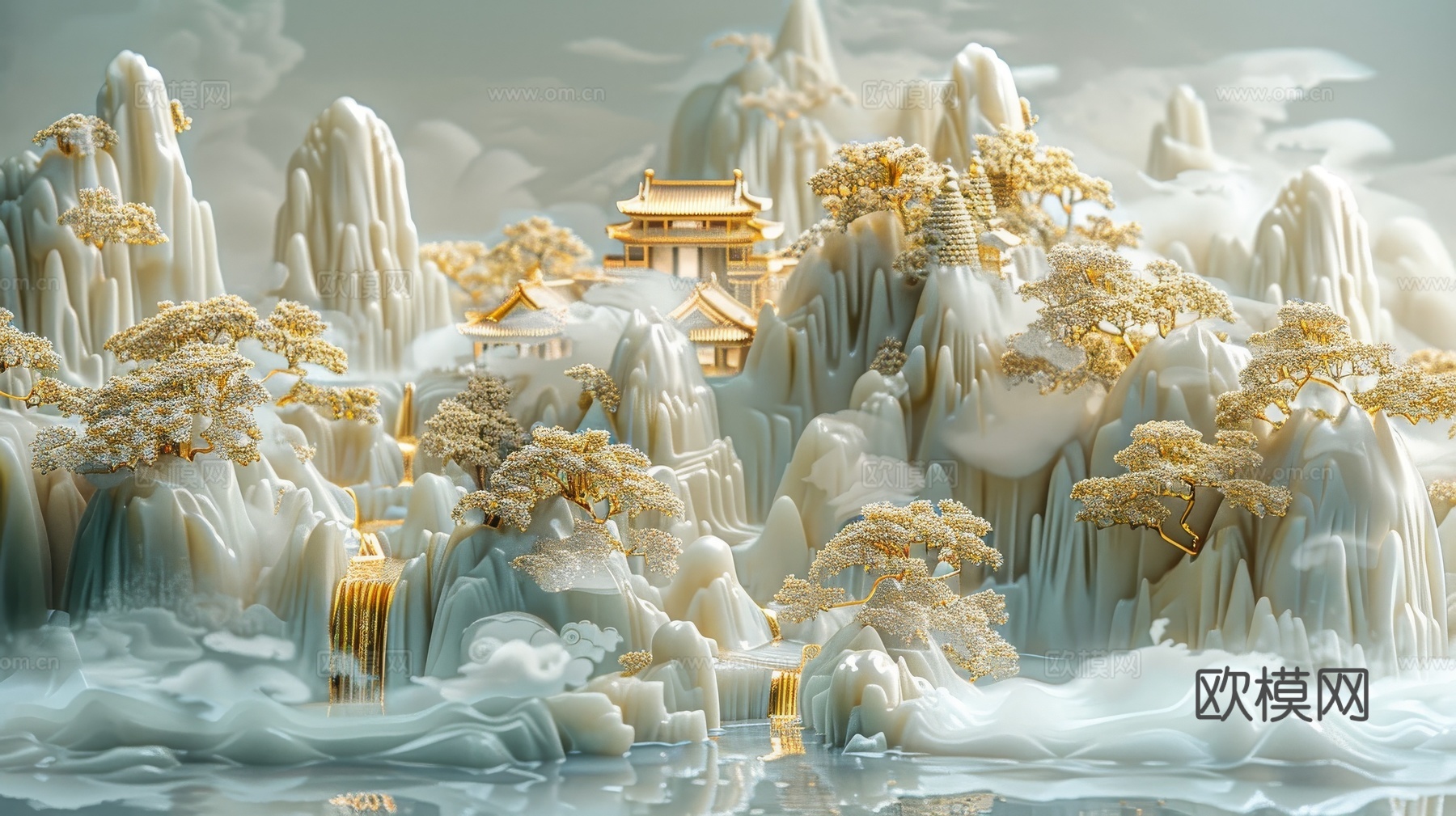新中式山水国风背景