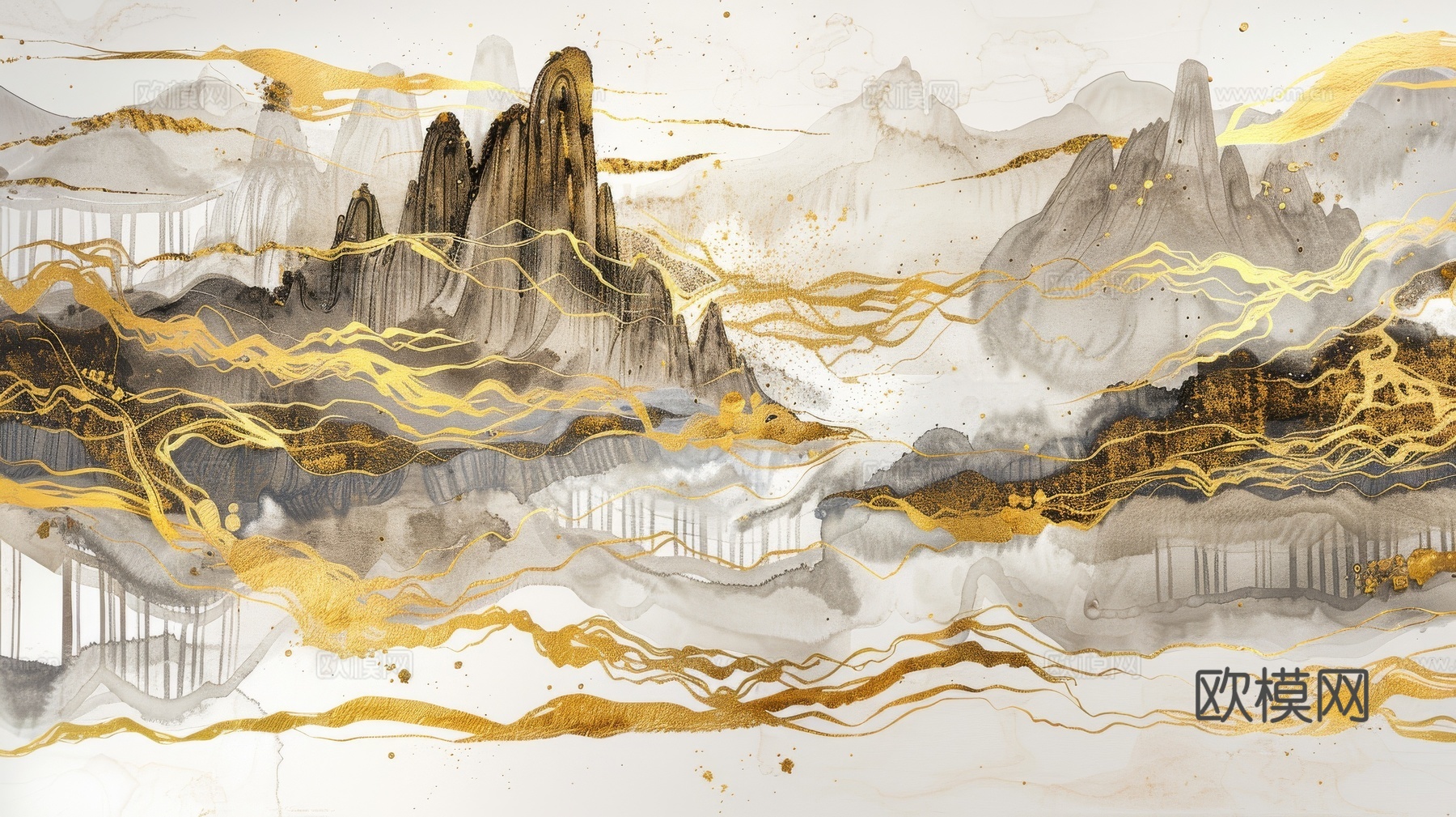 新中式山水国风背景
