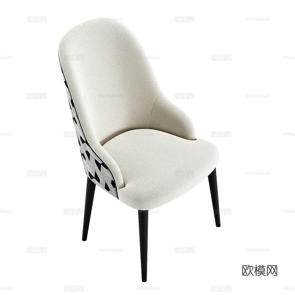 新中式轻奢布艺餐椅3d模型