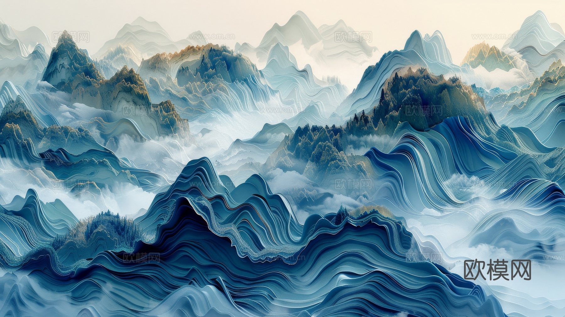 新中式山水国风背景