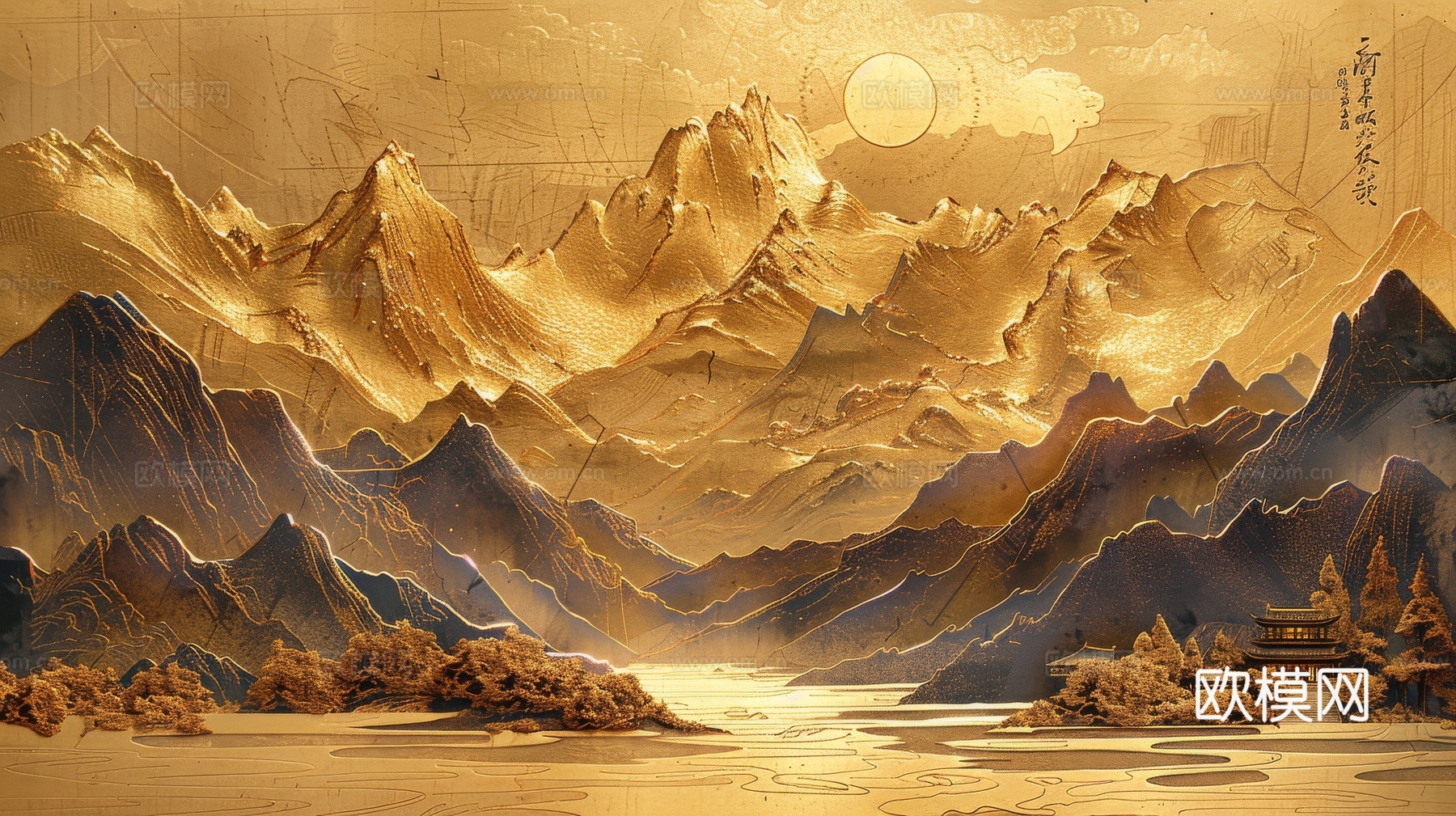 新中式山水国风背景