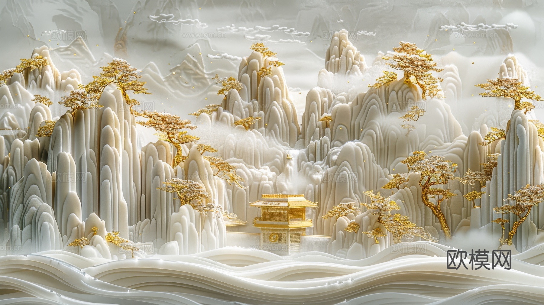 新中式山水国风背景