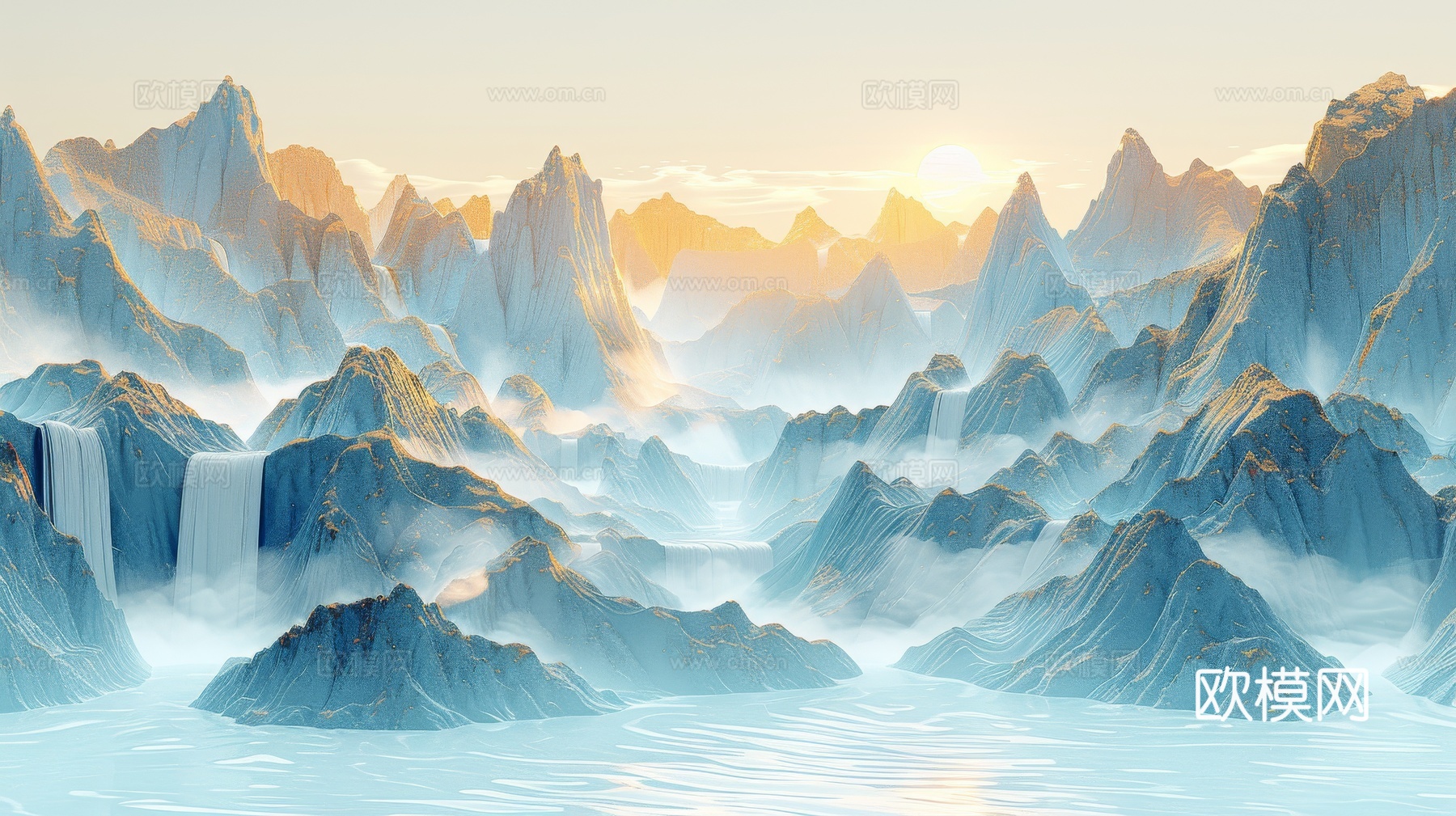 新中式山水国风背景
