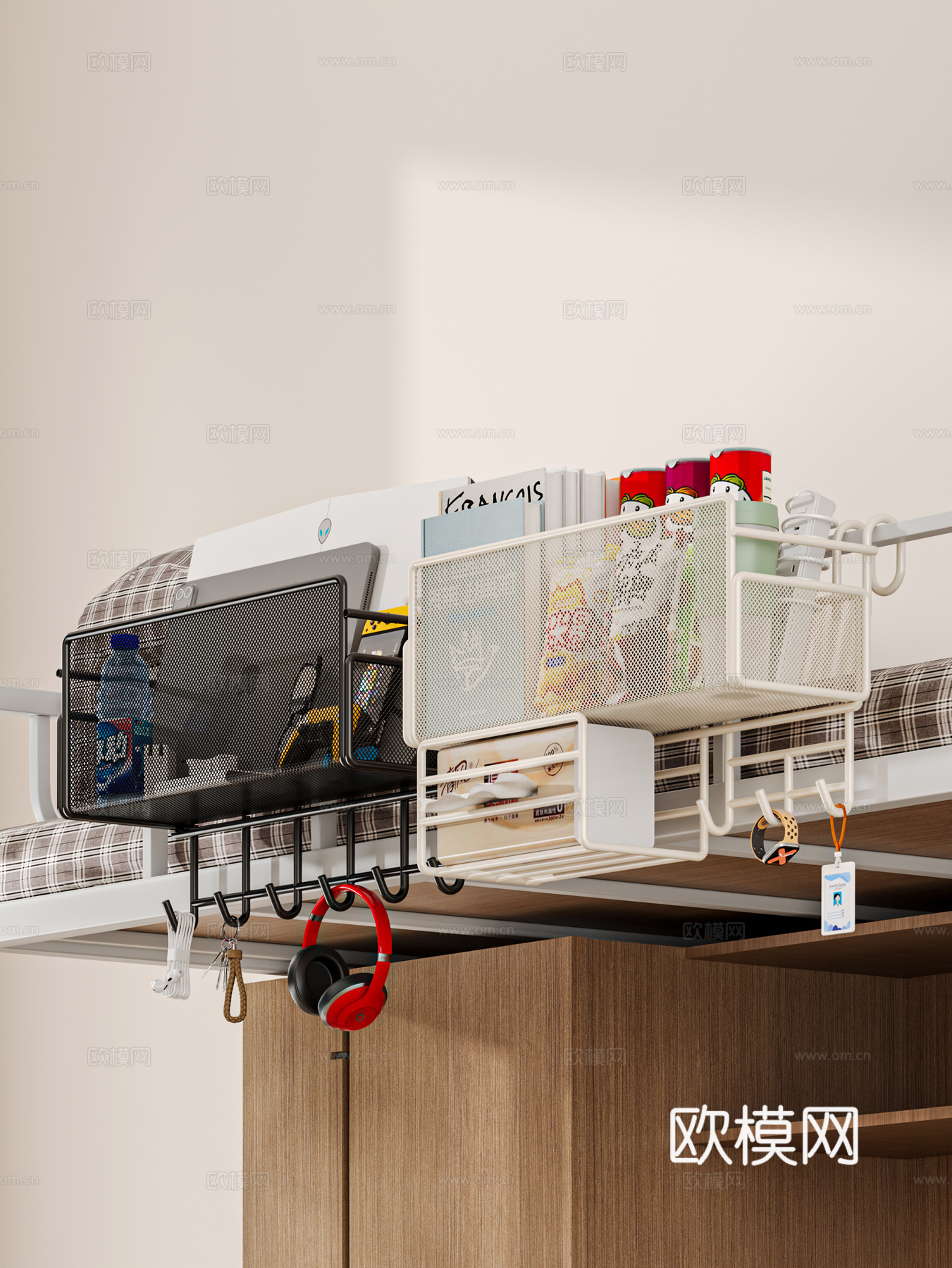 现代宿舍挂篮 生活用品3d模型