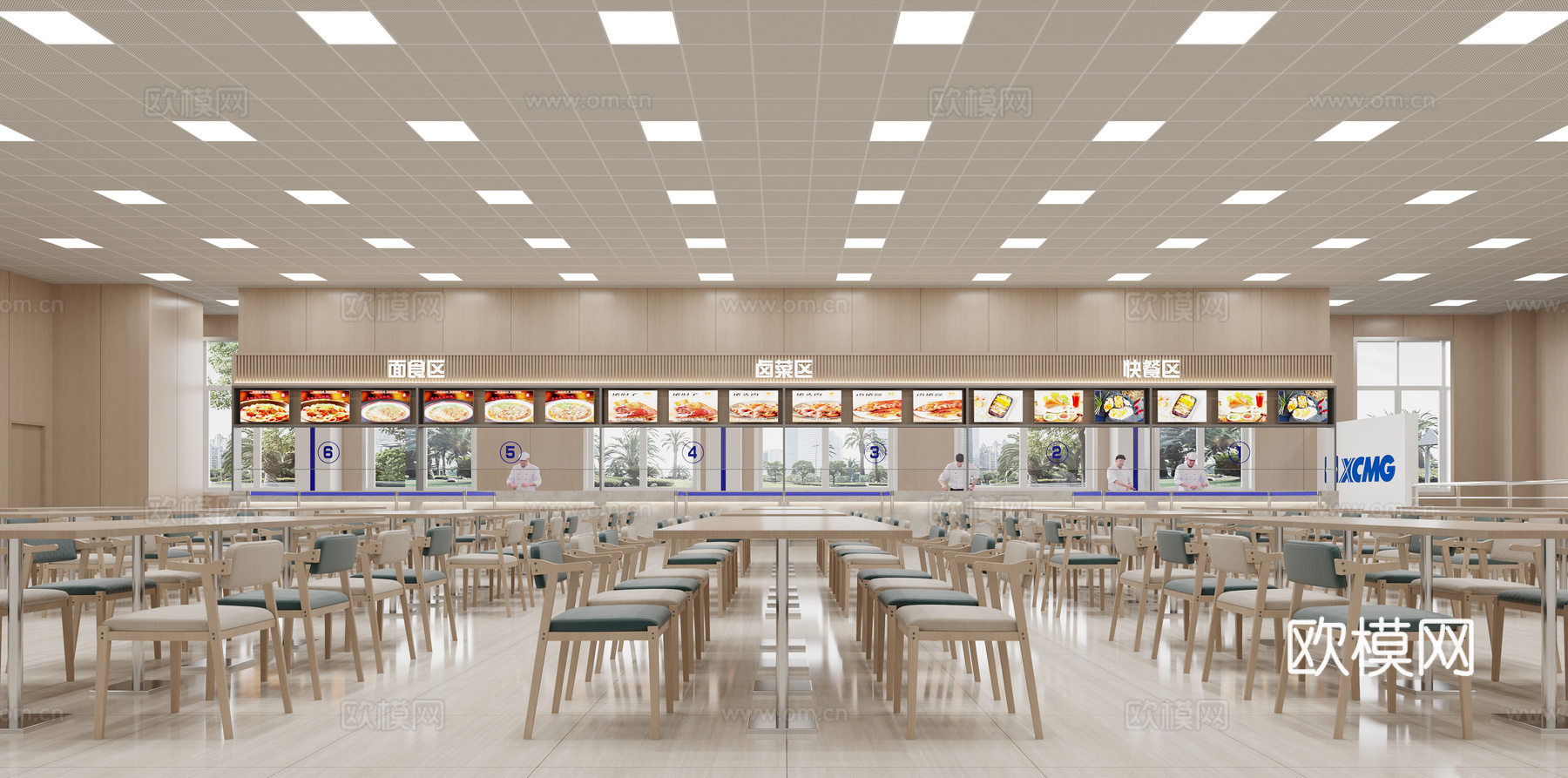 员工餐厅 食堂3d模型
