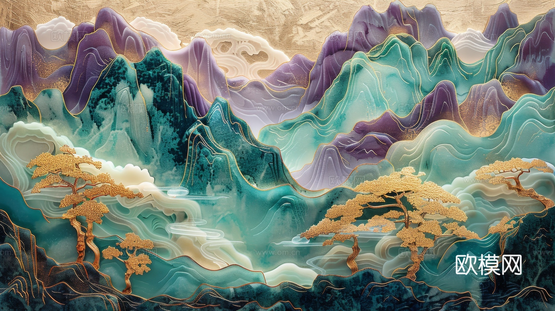 新中式山水国风背景