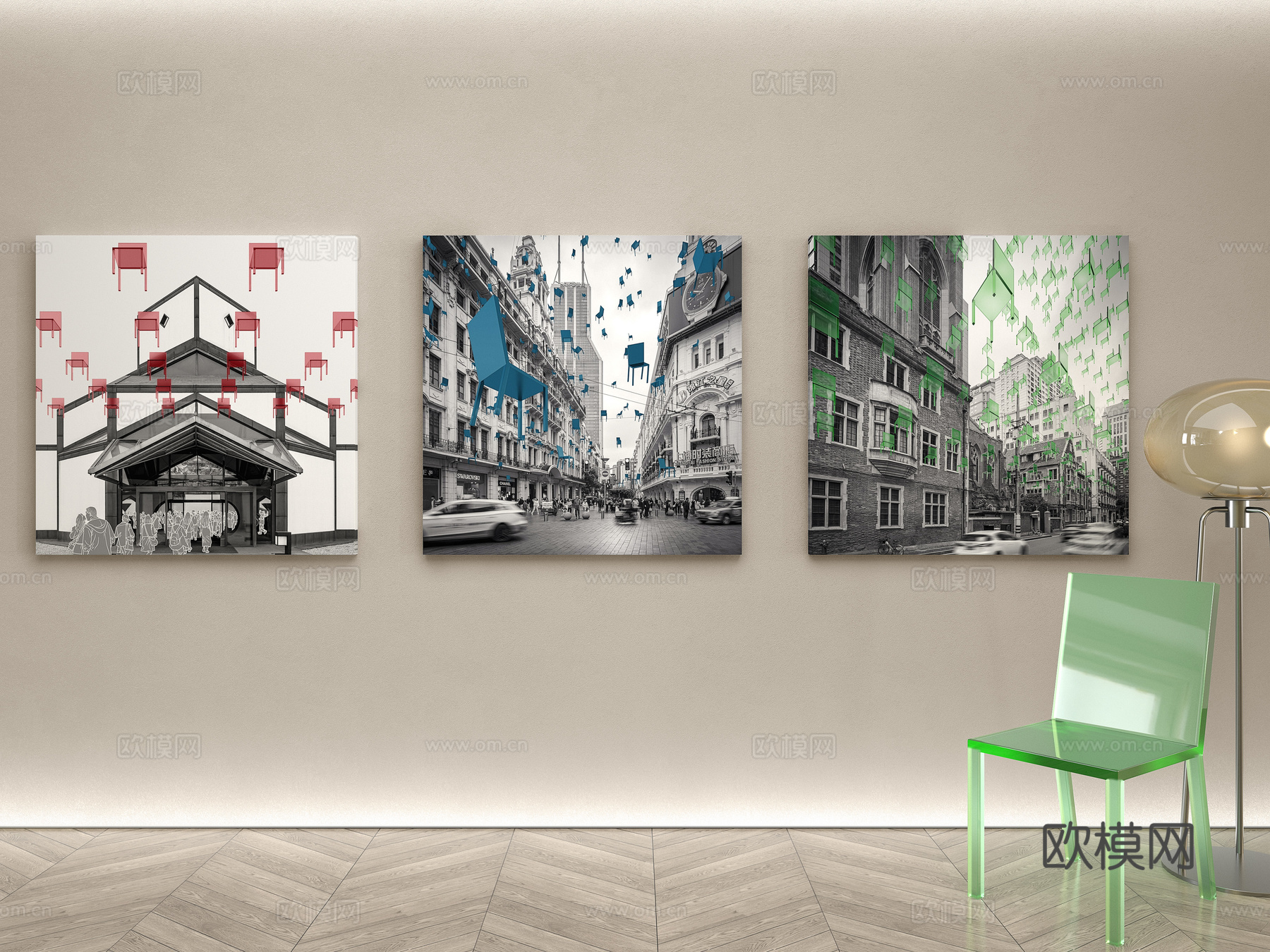 原创的艺术挂画 装饰画《请坐》系列作品 阵列篇 作者蓝皮叔3d模型