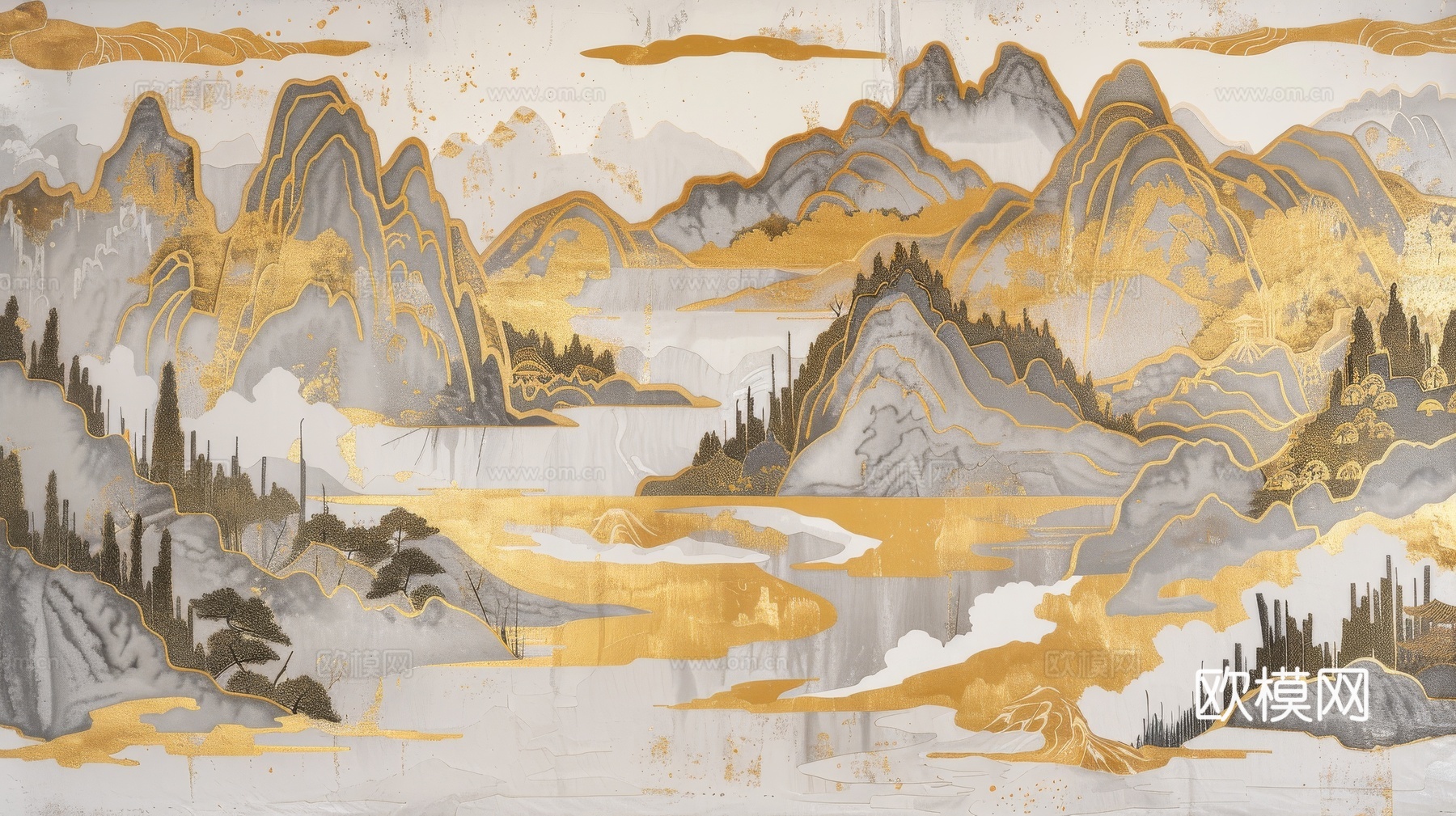 新中式山水国风背景