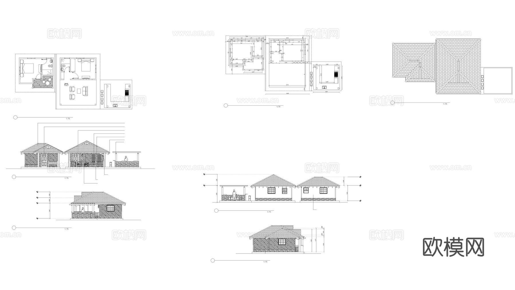 带露台的乡村小屋图纸cad施工图