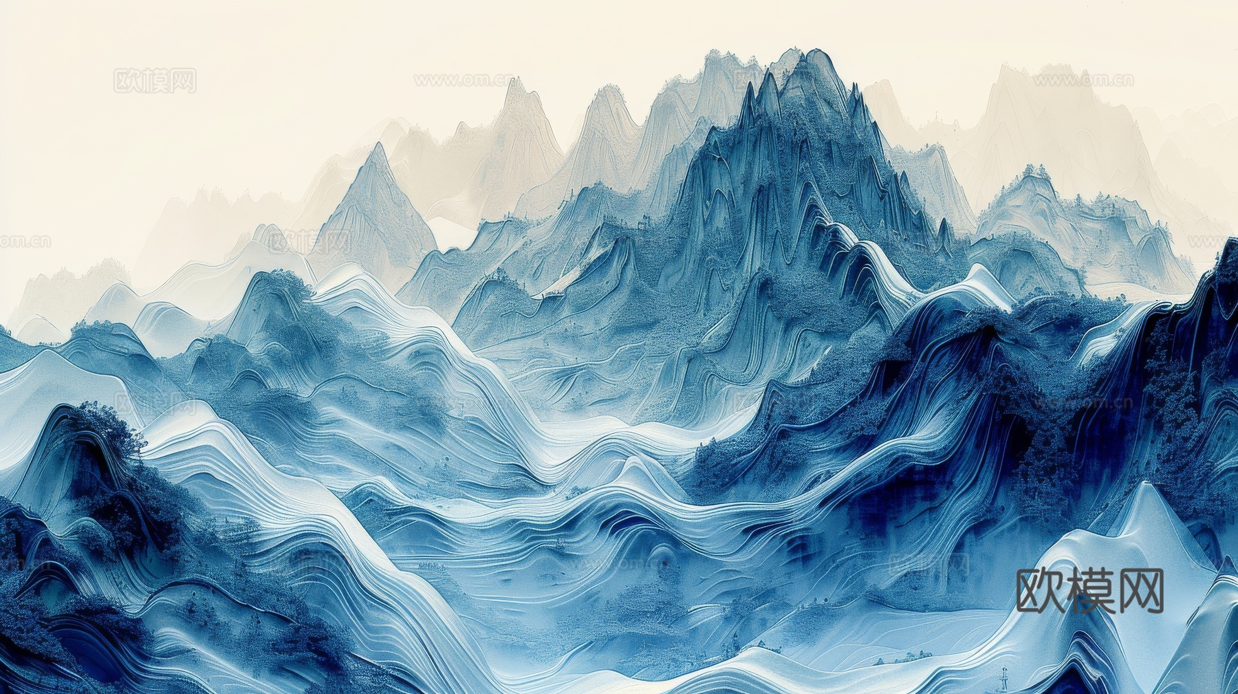 新中式山水国风背景