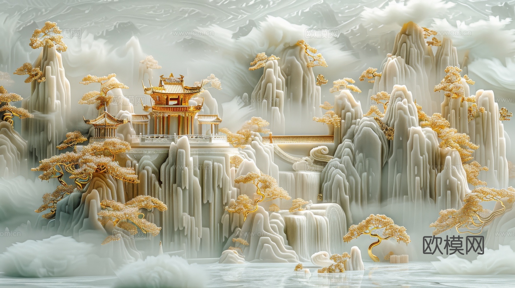 新中式山水国风背景