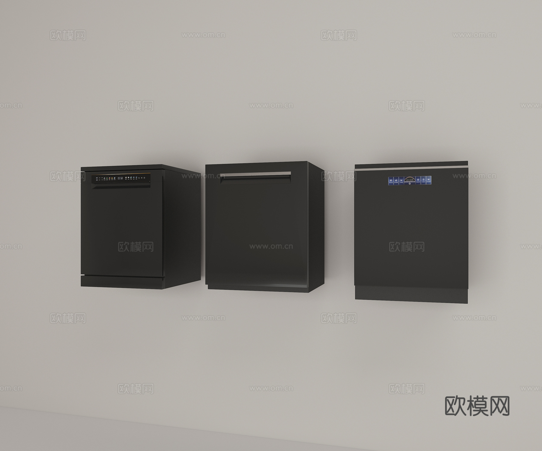 现代简约洗碗机组合3d模型