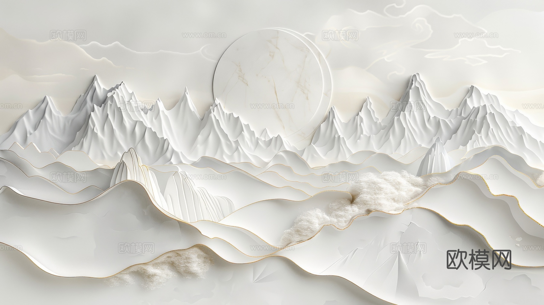 新中式山水国风背景下载（渲染图2）